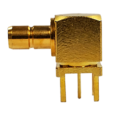 Female 75 Ohm SMG, Right Angle, PCB with Solder Post, PCB Through Hole ,Gold