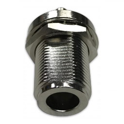 Female N Series, Straight, Cable Crimp, Bulkhead Rear Mount , Nickel , Teflon, 50 0hm, RG-58, RG-142, LMR-195, RG-223, RG-400