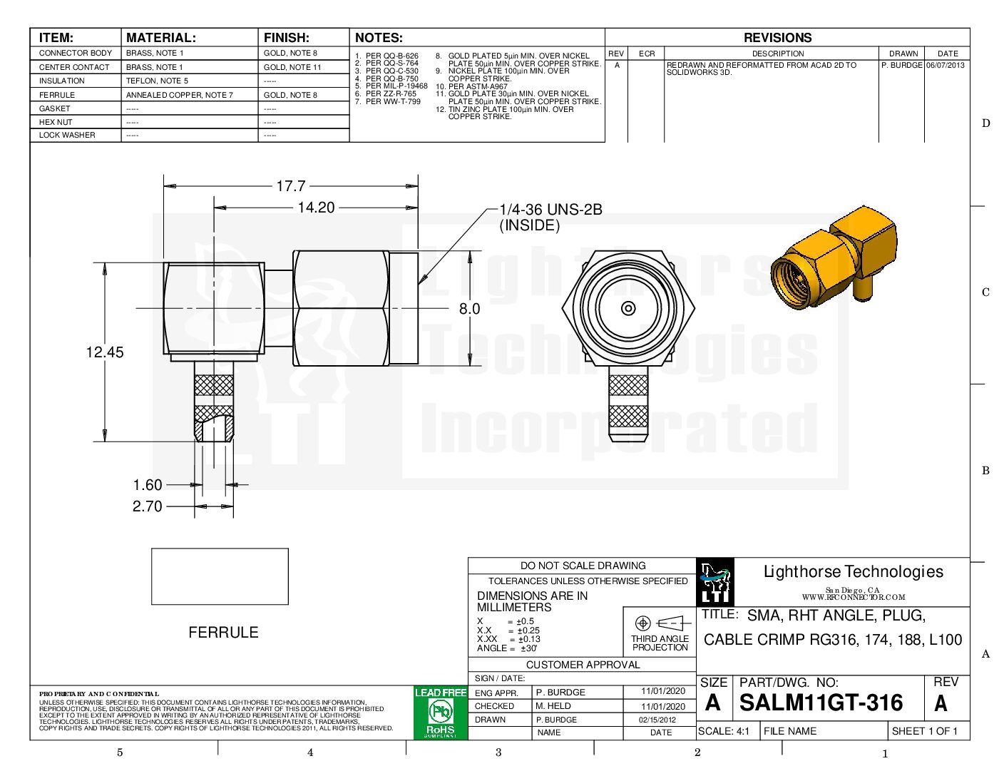 SMA - Right Angle Plug Crimp Cable RG316 - Image 2