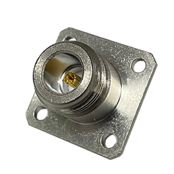 Female N Series, Straight, Cable Crimp, Panel, Trimetal, Teflon, RG-316