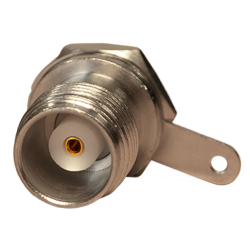 Female TNC Connector, Straight, Solder Cup, Bulkhead Front Mount, Nickel,Teflon, 50 Ohm